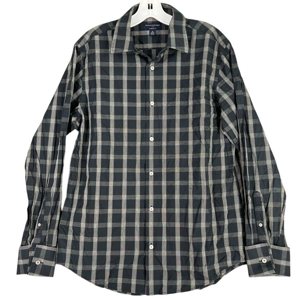 Banana Republic Classic Fit Lightweight Business Casual Shirt‎ Men Medium Black
